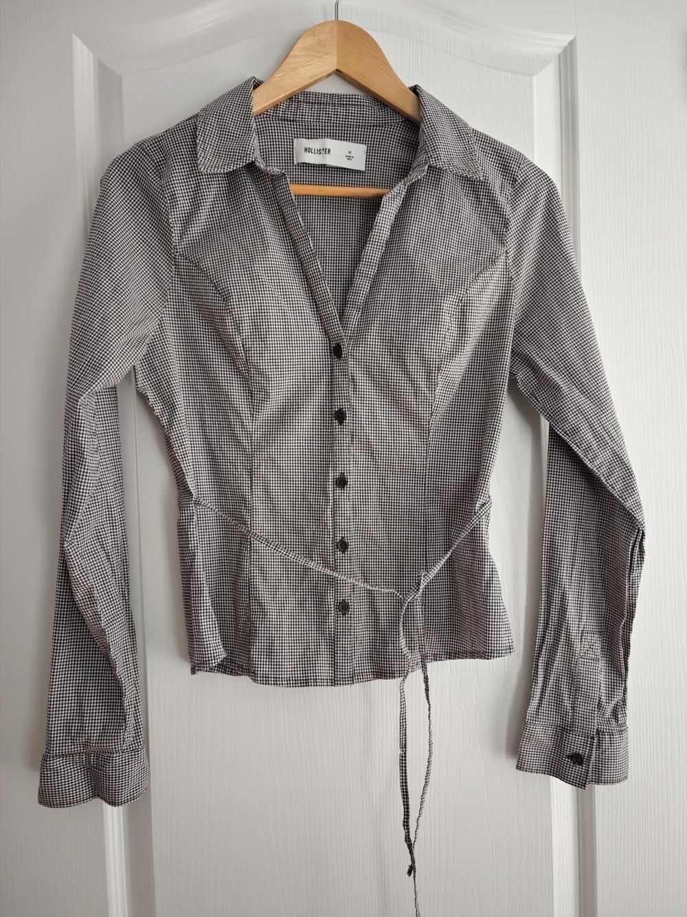 Hollister Women's Gingham Button-Up Shirt with Tie